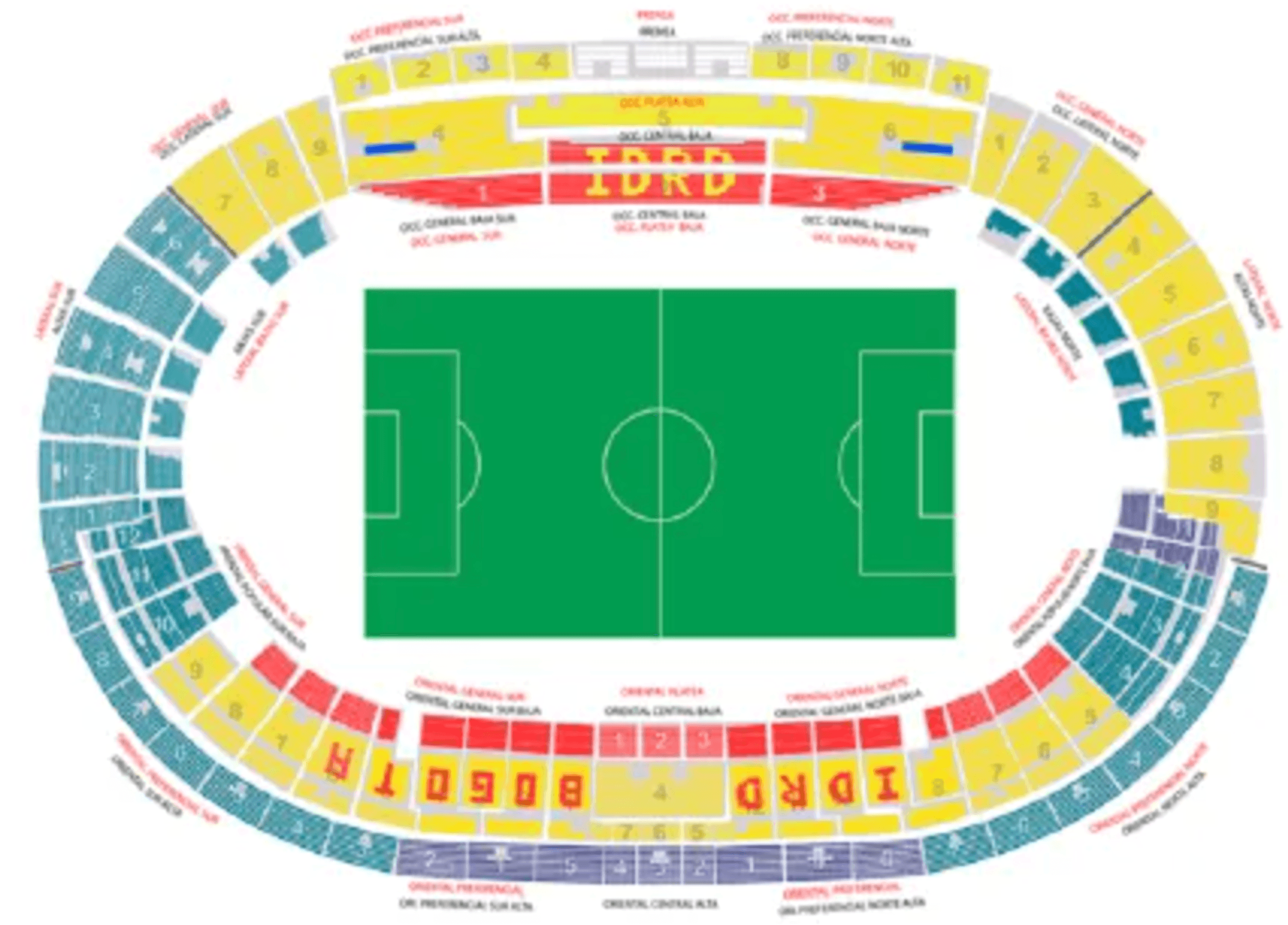 Mapa de localidades del Estadio El Campín